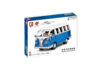 Конструктор детский Sembo Block 701810, Volkswagen T2, минивэн, 707 деталей, синий, белая вставка