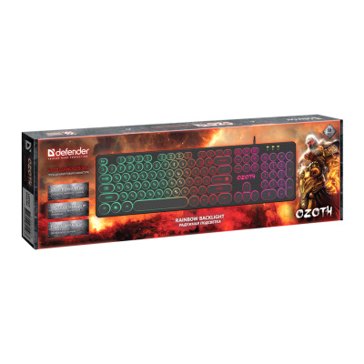 Клавиатура игровая, Defender Ozoth GK-106 RU, радужная,104+FN, черный (1/20)